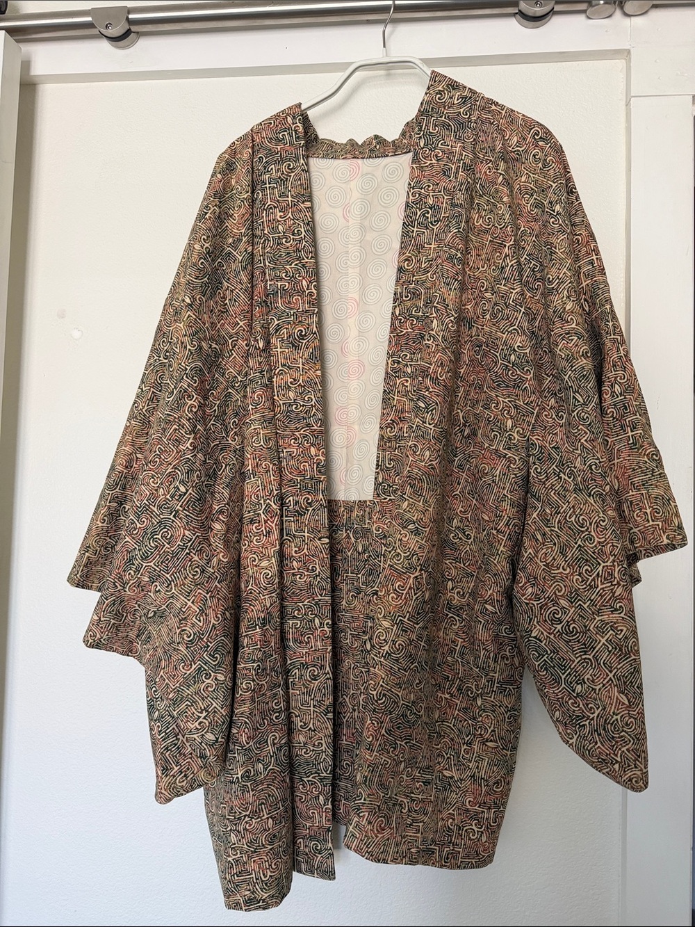 Patterned Open-Front Kimono Cardigan - Multicolor